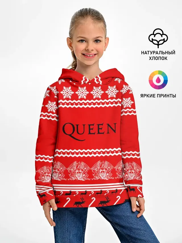 Детское худи с принтом «Праздничный Queen»