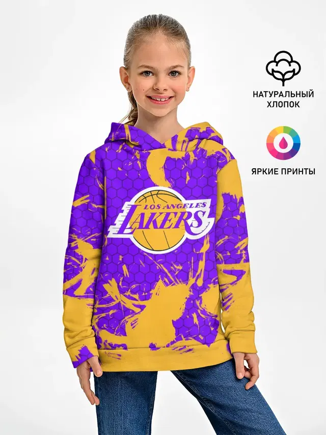 Детское худи с принтом «Лейкерс — LA LAKERS»