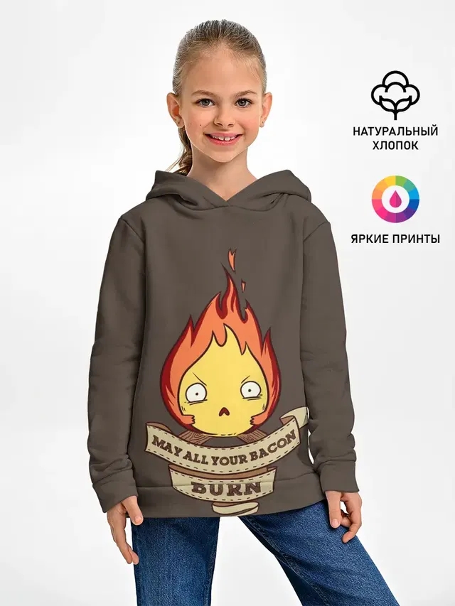 Детское худи с принтом «Ходячий замок — Burn emotion»