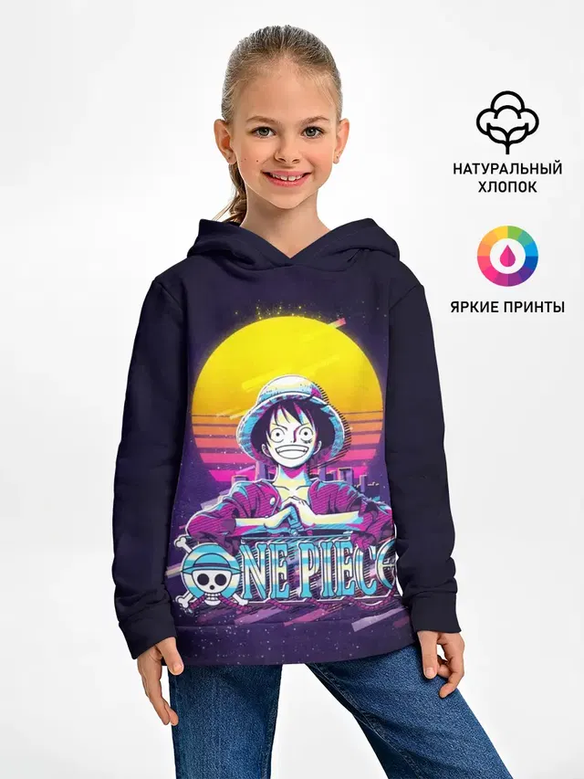 Детское худи с принтом «Ван Пис — Neon One Piece»