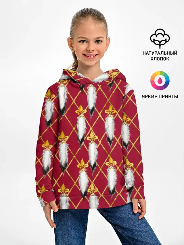 Детское худи с принтом «Перо — Tassels red gold 3D space»