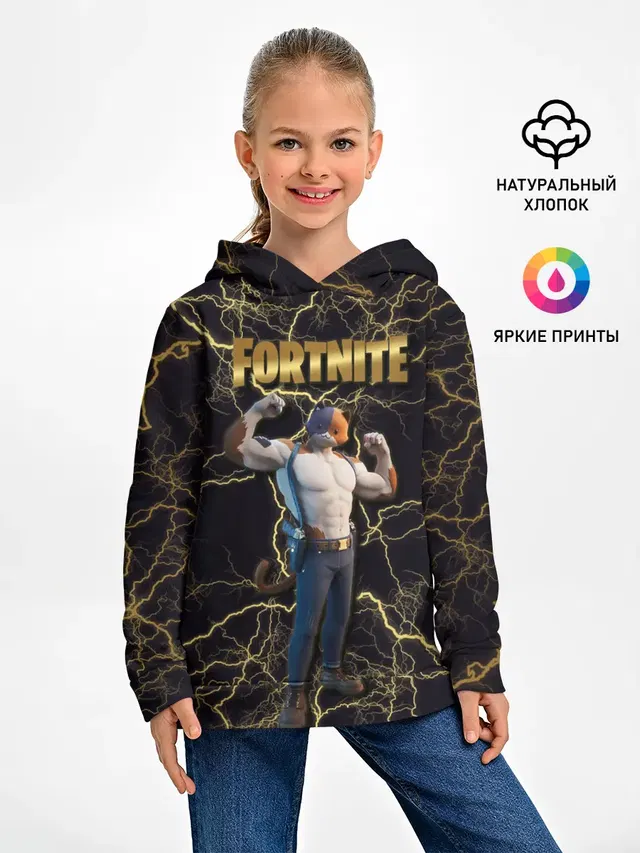 Детское худи с принтом «Фортнайт — Meowcles Fortnite 2»