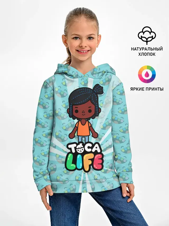 Детское худи с принтом «Toca Boca — Toca Life World»