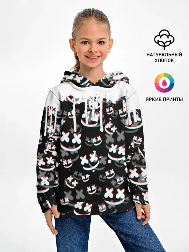 Детское худи с принтом «Marshmello — MARSHMELLO GLITCH»