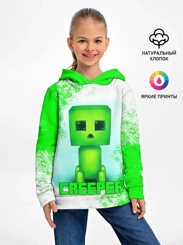 Детское худи с принтом «Майнкрафт — MINECRAFT CREEPER»