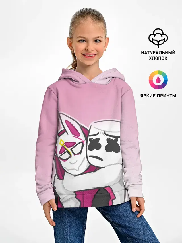 Детское худи с принтом «Marshmello — Fortnite Marshmello»