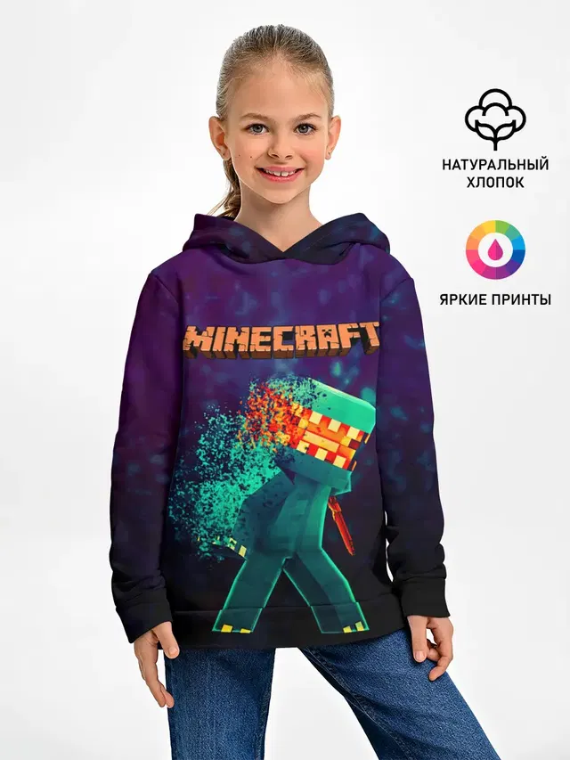 Детское худи с принтом «Майнкрафт — Minecraft АНАРХИЯ»