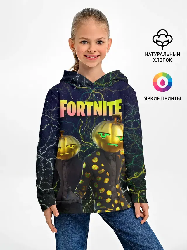 Детское худи с принтом «Фортнайт — Fortnite Jack Gourdon»