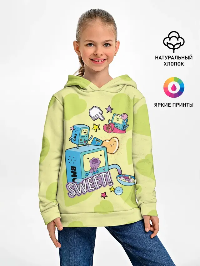 Детское худи с принтом «Время приключений — Sweet BMOs»
