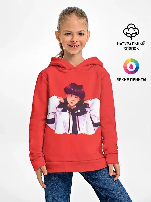 Детское худи с принтом «BTS — Suga Red»