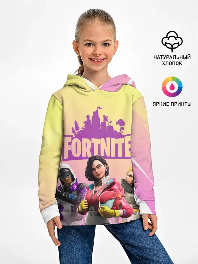 Детское худи с принтом «Фортнайт — Fortnite Squad»