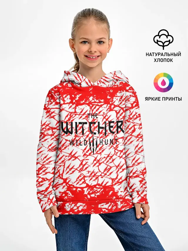 Детское худи с принтом «Red and white texture»