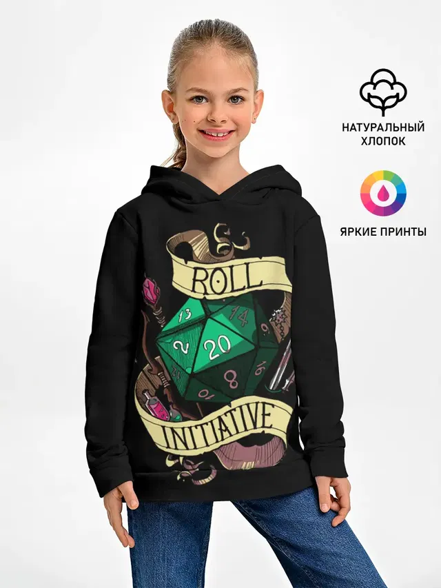 Детское худи с принтом «Roll 20»