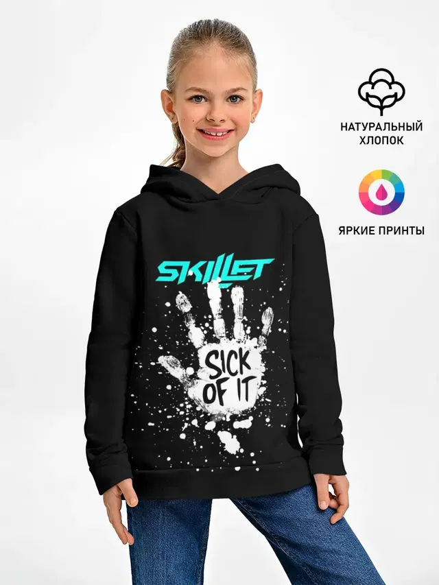 Детское худи с принтом «Skillet — Sick of it»