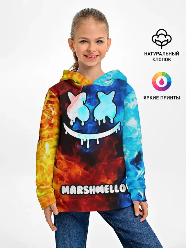 Детское худи с принтом «Marshmello — РЮКЗАК MARSHMELLO»