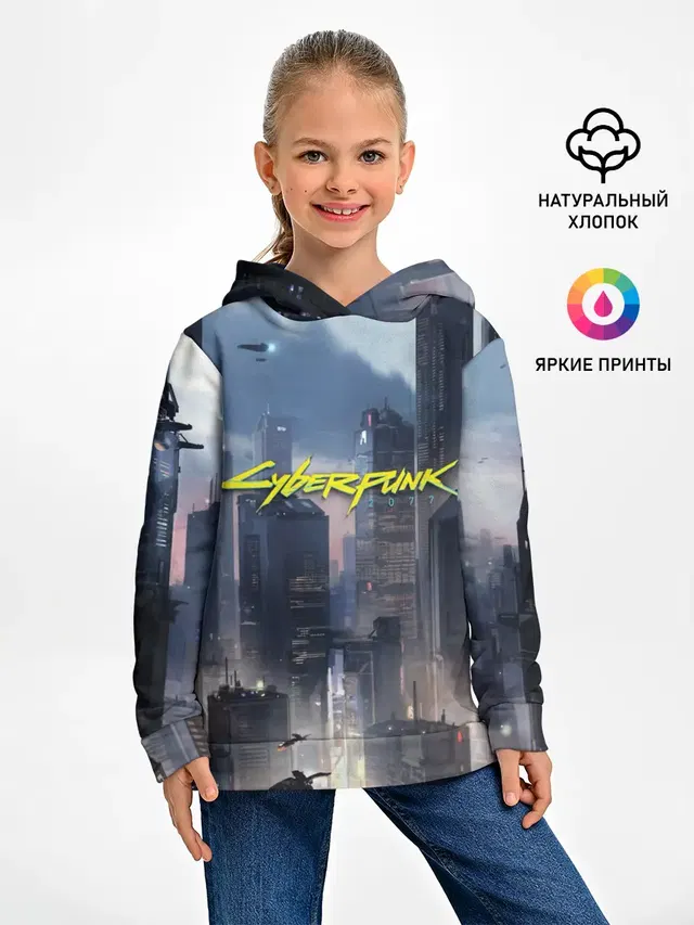 Детское худи с принтом «Cyberpunk 2077 — Cyberpunk 2077 city»