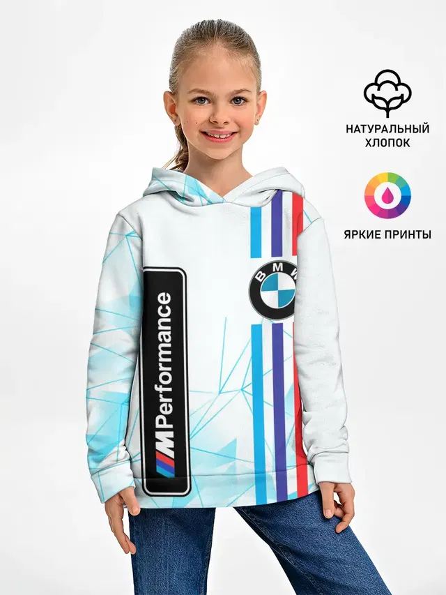 Детское худи с принтом «BMW — M PERFORMANCE»