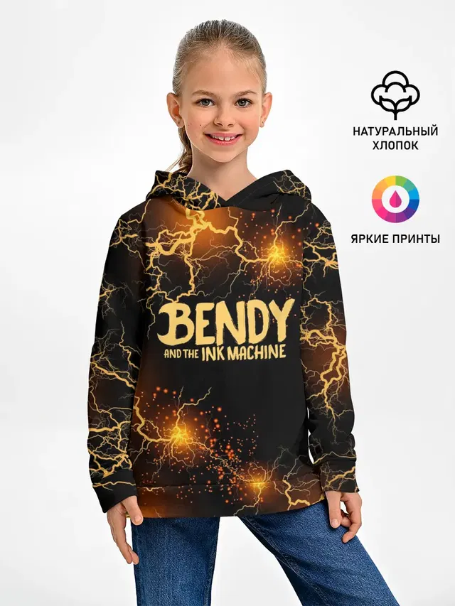 Детское худи с принтом «Bendy and the ink machine — BENDY LOGO»