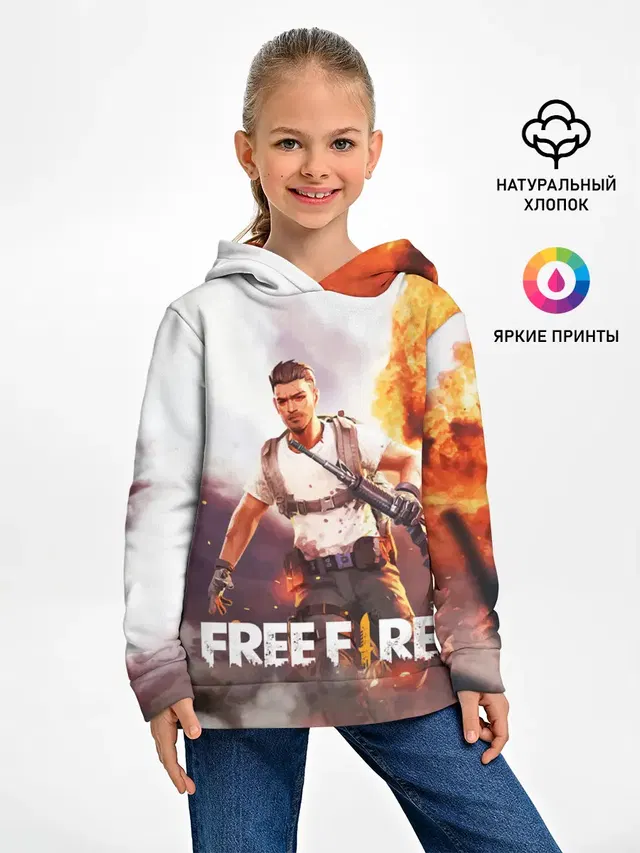 Детское худи с принтом «explosion — FREE FIRE»
