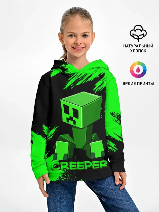 Детское худи с принтом «Майнкрафт — MINECRAFT CREEPER»