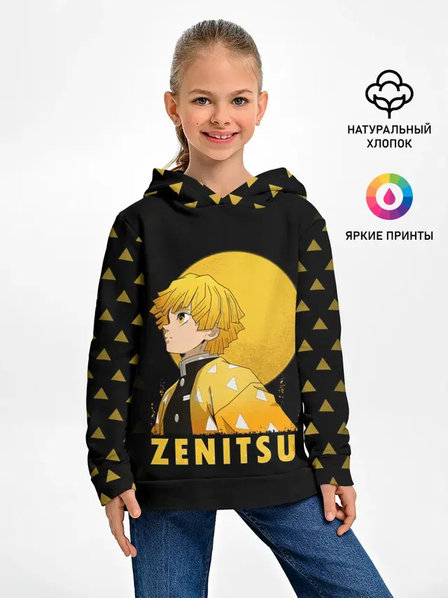 Детское худи с принтом «Клинок, рассекающий демонов — ZENITSU Kimetsu no Yaiba»