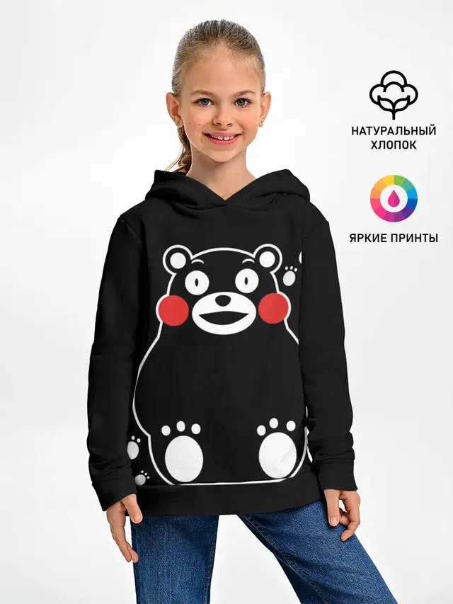 Детское худи с принтом «Кумамон — Kumamon сидит»