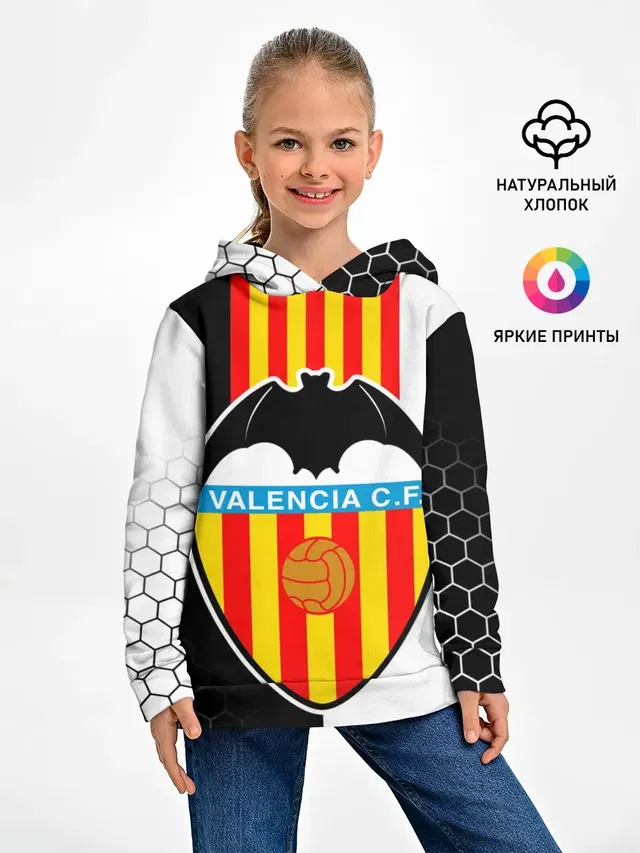 Детское худи с принтом «Valencia — FC VALENCIA — ФК ВАЛЕНСИЯ»