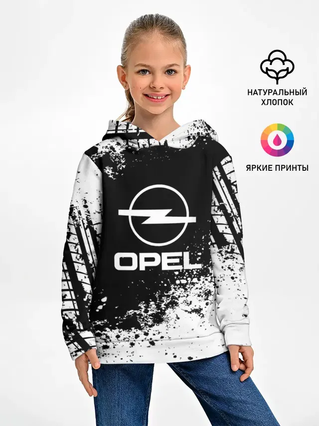 Детское худи с принтом «Opel — Opel abstract sport»