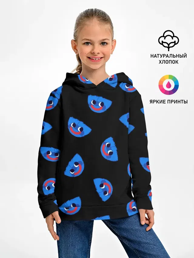 Детское худи с принтом «Poppy Playtime — Poppy Playtime - Huggy Wuggy»