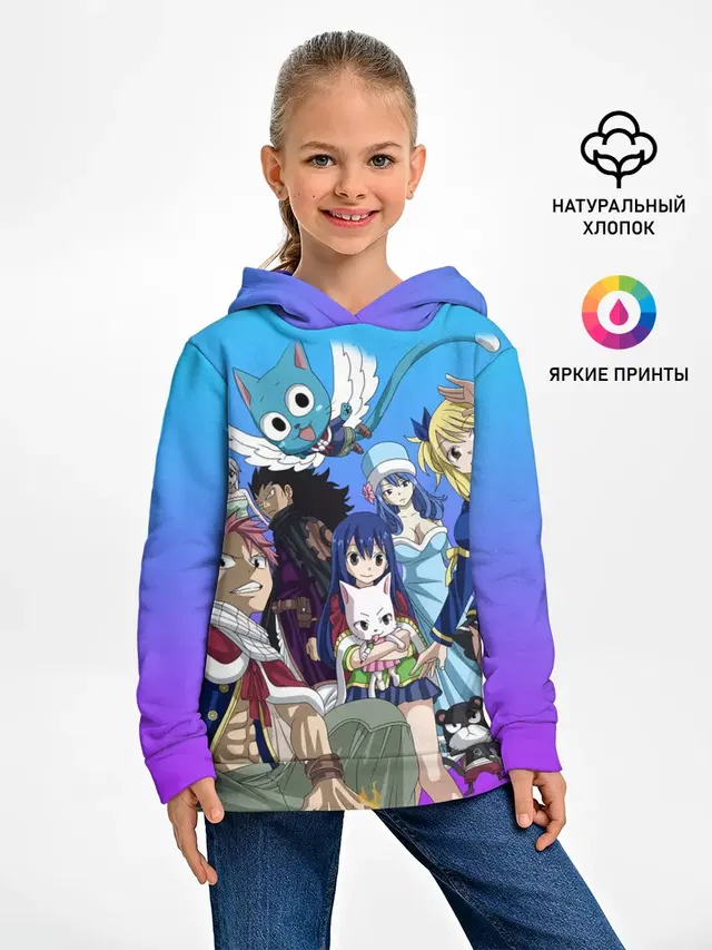Детское худи с принтом «Хвост Феи — All heroes of Fairy Tail»