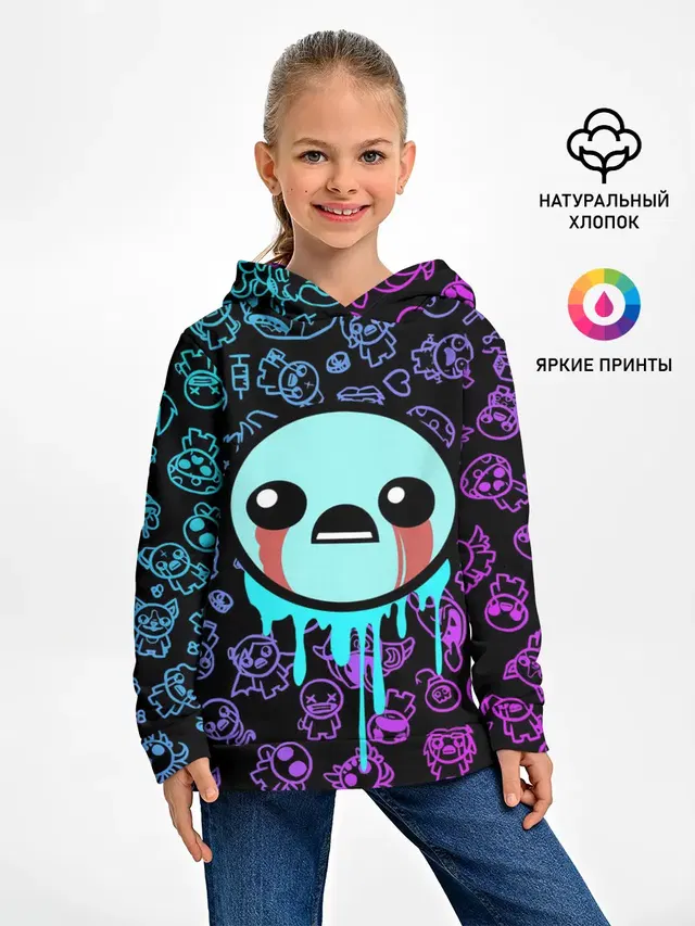 Детское худи с принтом «The Binding of Isaac — Blue Isaac»