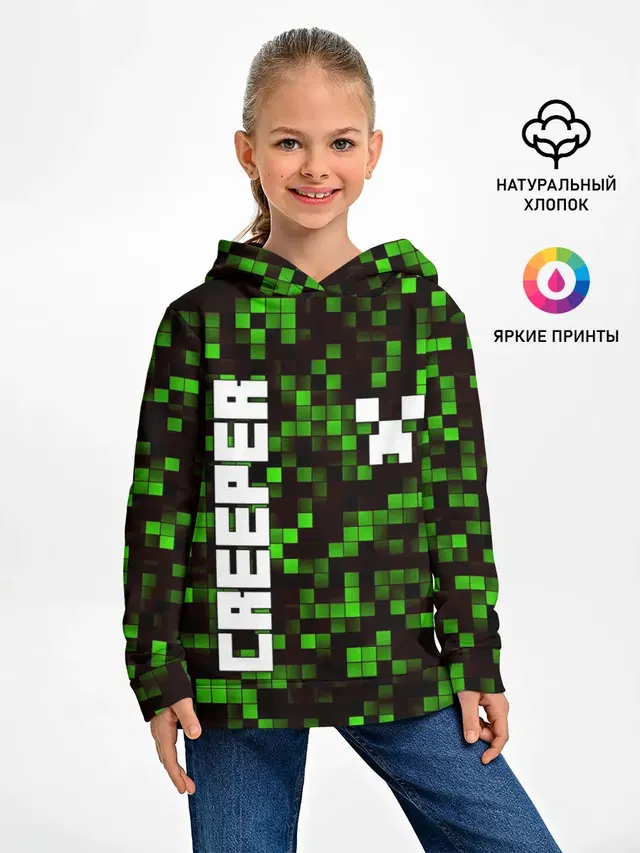 Детское худи с принтом «Майнкрафт — MINECRAFT CREEPER»