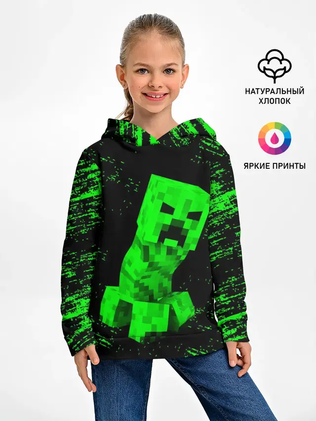 Детское худи с принтом «Майнкрафт — MINECRAFT CREEPER»