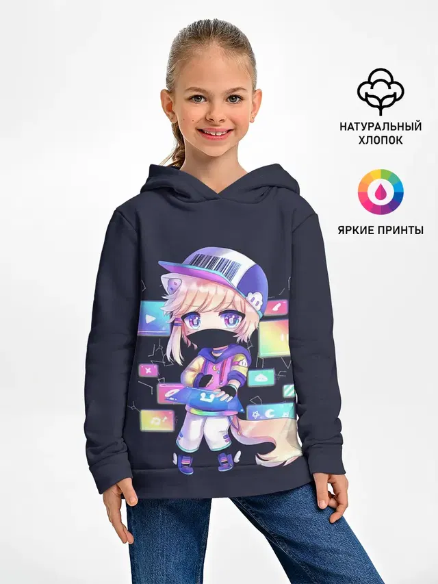 Детское худи с принтом «Gacha Club — DJ Males Buns»
