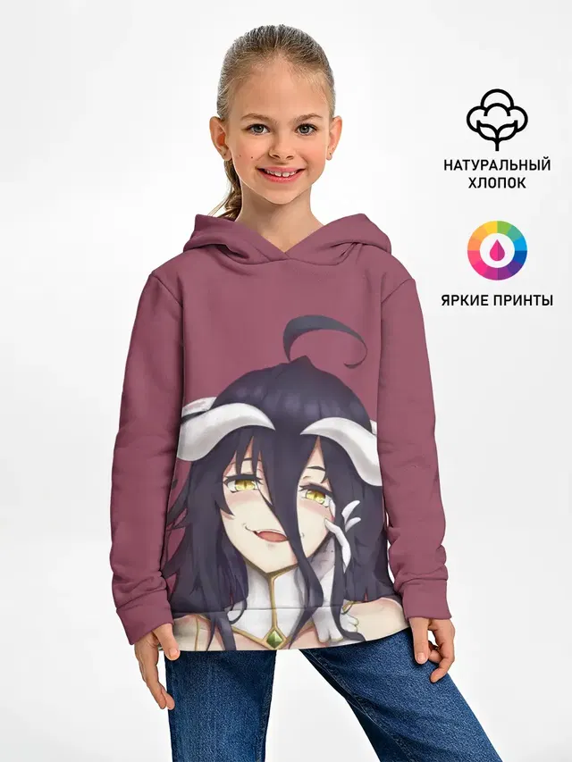 Детское худи с принтом «Overlord — Albedo Overlord»