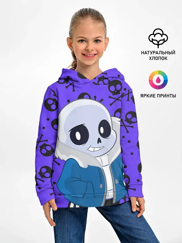 Детское худи с принтом «Черепа — Санс — Undertale»