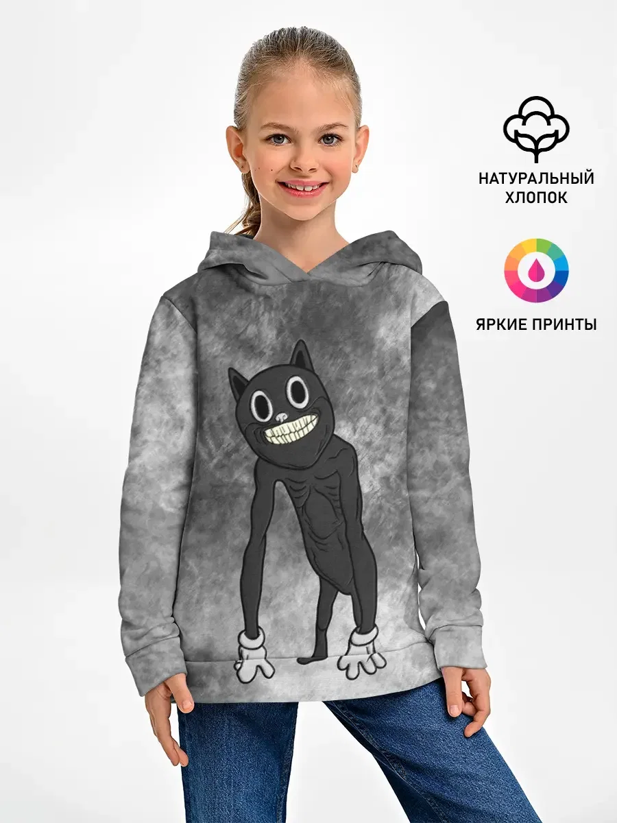 Детское худи с принтом «Cartoon cat», вид спереди