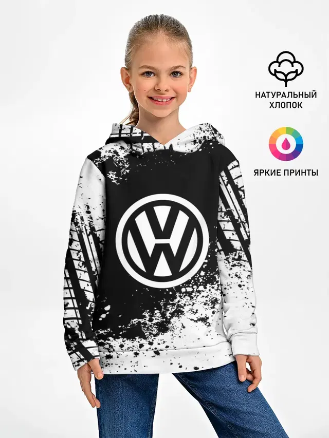 Детское худи с принтом «Volkswagen — Volkswagen abstract sport»