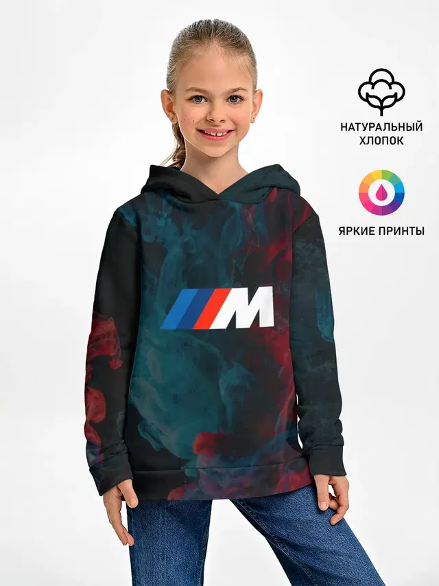 Детское худи с принтом «BMW — BMW M Power — БМВ М»