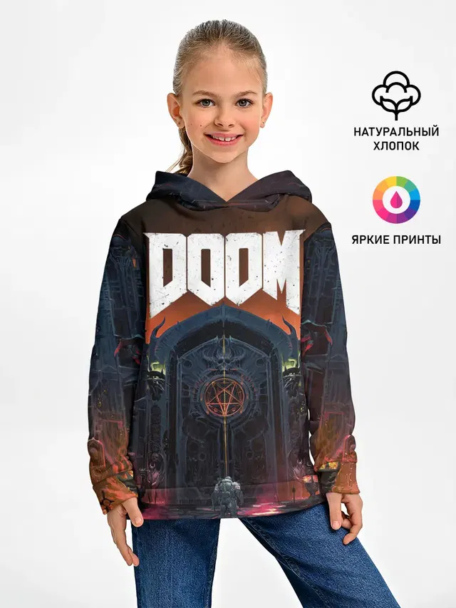 Детское худи с принтом «Дум — DOOM - Hellgate»