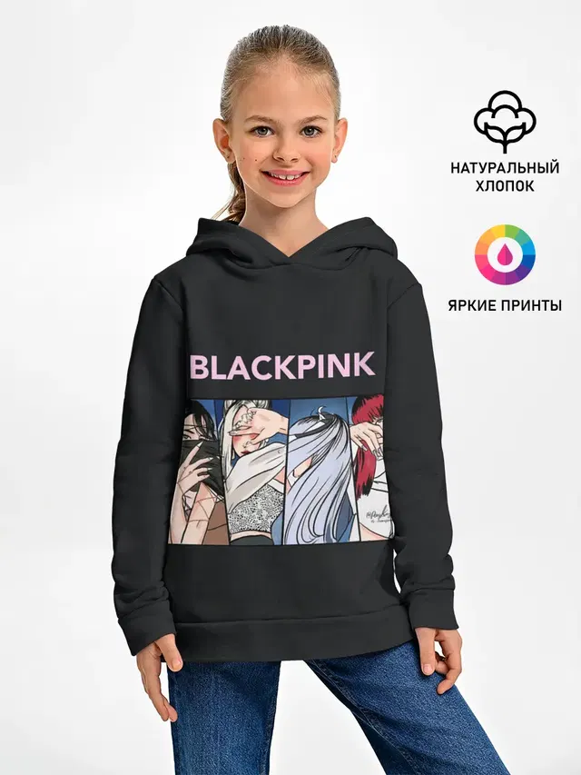 Детское худи с принтом «BlackPink — Hide eyes»