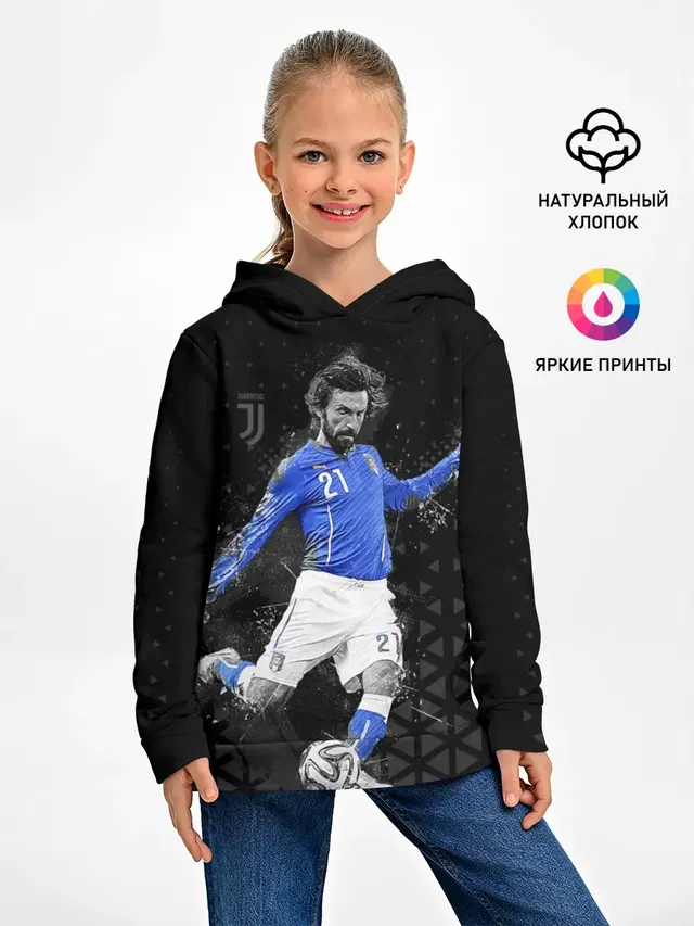 Детское худи с принтом «Ювентус — Andrea Pirlo»