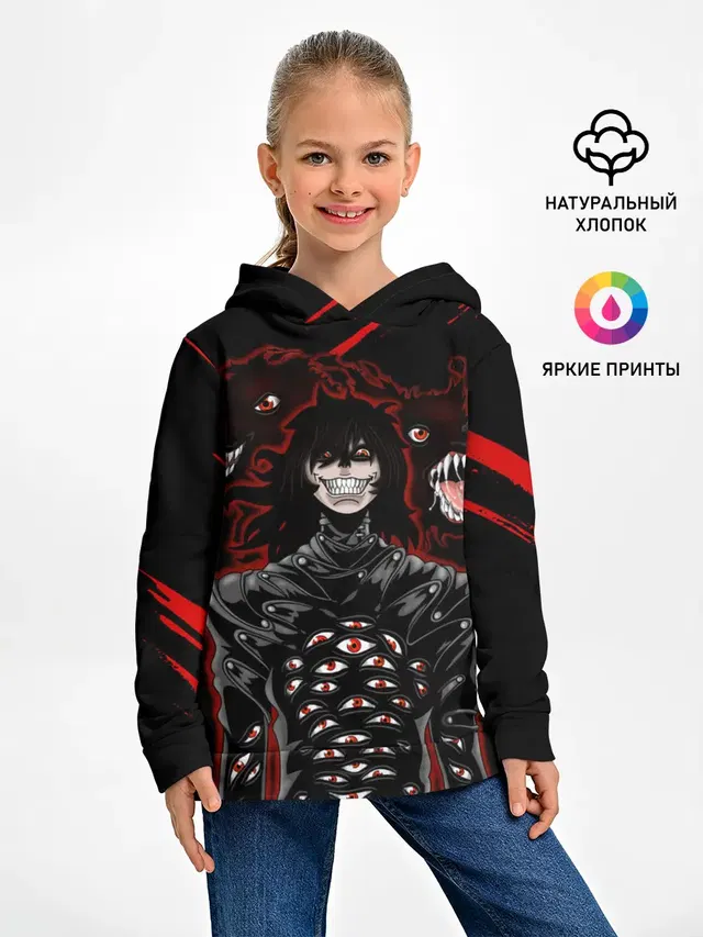 Детское худи с принтом «Юмико Такаги в черном Hellsing»