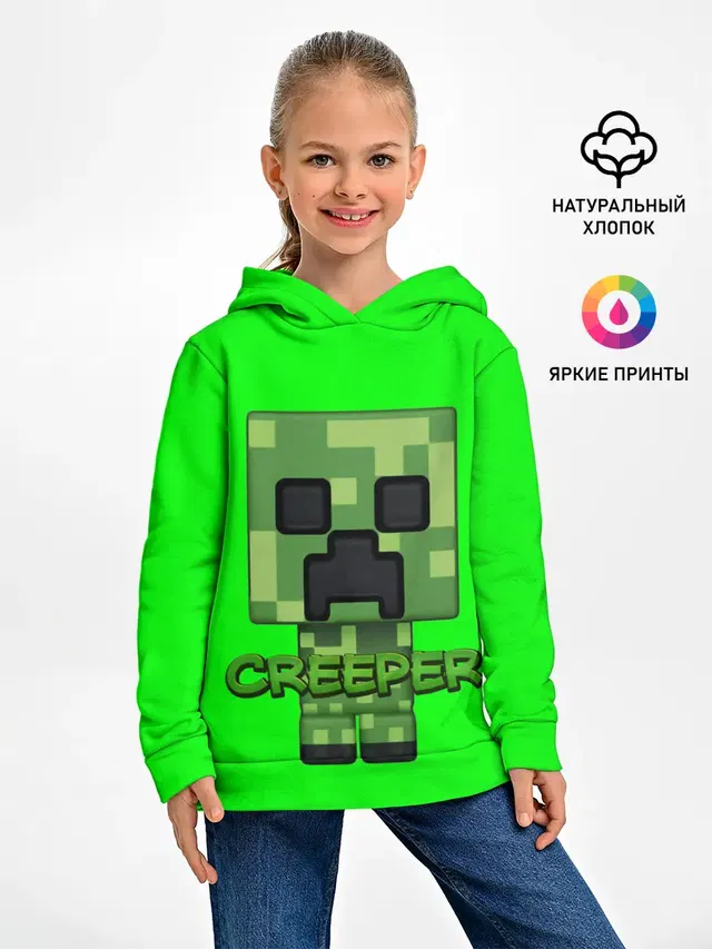 Детское худи с принтом «Майнкрафт — MINECRAFT CREEPER»