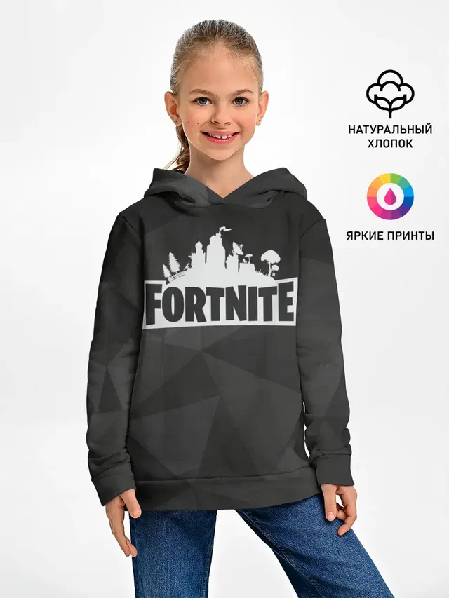 Детское худи с принтом «Фортнайт — Fortnite Black Abstract»