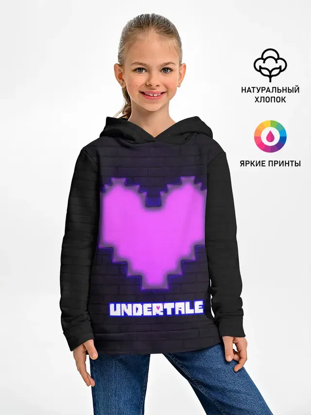 Детское худи с принтом «Undertale Purple Heart»