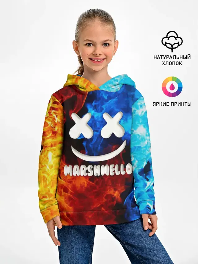 Детское худи с принтом «Marshmello — Marshmello Fire»