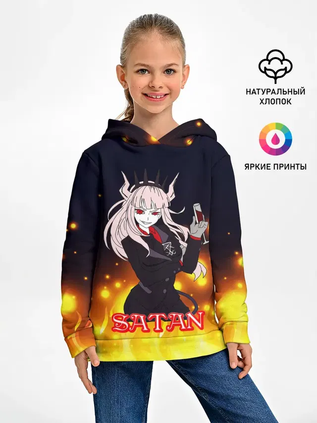 Детское худи с принтом «Helltaker Satan Girl»