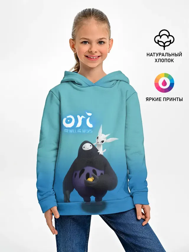 Детское худи с принтом «Spirit Guardian — Naru и Ori — Нару and Ori»