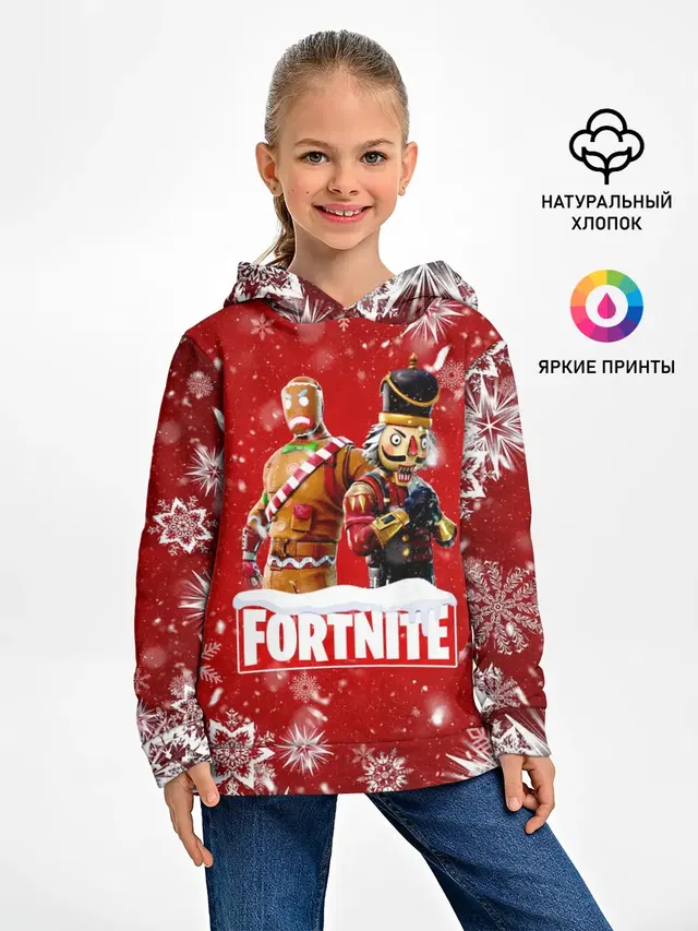 Детское худи с принтом «Фортнайт — Новогодний Fortnite»